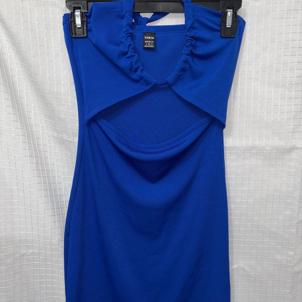 SHEIN Strapless Royal Blue Dress
